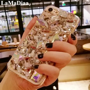 Mados Bling Kristalinis Deimantas Telefono dėklas Samsung Galaxy A9 A8 A7 A6 A5 J8 J7 J6 J4 J5 2016 2018 Blizgučiai Minkštos TPU Galinį Dangtelį