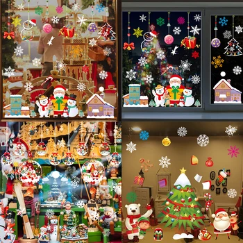2vnt Linksmų Kalėdų Lipdukai Kalėdų Senelio Elnių Kalėdų Medžio Frozens Snaigės Lipnios Sienos Langą Lipdukai Dekoratyviniai dirbiniai