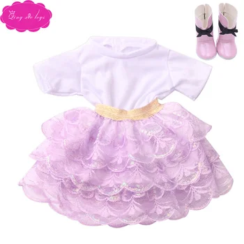 18 colių Mergaičių lėlės drabužiai Gimtadienio suknelė + hat suknelė kostiumas su batais Amerikos naujagimių sijonas žaislai tinkami 43 cm kūdikių lėlės c740