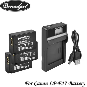 Bonadget LPE17 LP E17 LP-E17 Baterija+LCD USB Dual Kroviklis Canon EOS 200D M3 M6 750D 760D T6i T6s 800D 8000D Kiss X8i Kameros