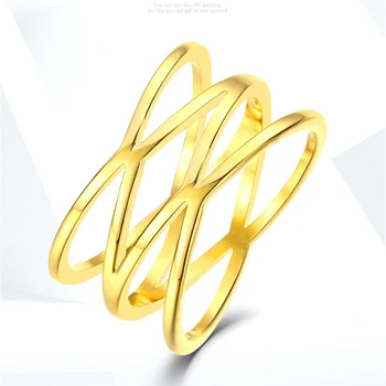Tuščiaviduriai X Kirsti Pirštų Žiedai Moterims Vestuvių Papuošalai Prabangos Prekės Titano Plienas, Auksas & Sidabro Spalvos Moteriška Vestuvinis Žiedas