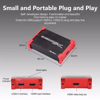 MiraBox USB 3.0 HDMI Žaidimas Užfiksuoti Kortelės Prietaisas Su HDMI Linijos-out Palaikymas Windows 7 8 10 Linux Max OS 