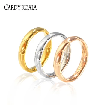 Cardy Koala 4mm Moterims / Vyrams Žiedas Aukštos Kokybės Nerūdijančio Plieno Mados Moterų Aukso / Sidabro / Rose Gold Jewelry Pora Žiedas