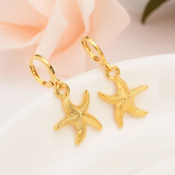 18 K Kietas G/F Aukso starfish Pendant Karoliai, auskarai pentagono papuošalai Moterims, Papua Naujoji Gvinėja jaunų Dovanų šalis
