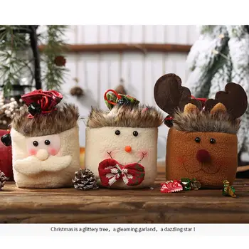 Kalėdų Odos Brėžiniai Dovanų Maišelis Santa Briedžių Sniego Modelis Dovanų Maišelis Šalies Daugkartinio Naudojimo Saldainiai Saugojimo Krepšys Su Varpeliu