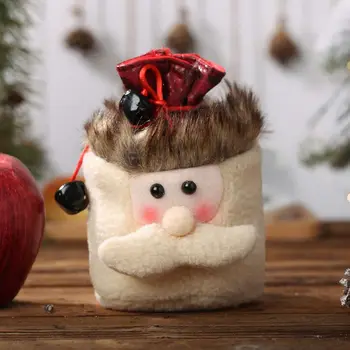 Kalėdų Odos Brėžiniai Dovanų Maišelis Santa Briedžių Sniego Modelis Dovanų Maišelis Šalies Daugkartinio Naudojimo Saldainiai Saugojimo Krepšys Su Varpeliu