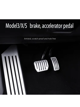 Jokių skylių dizaino Automobilio Pedalai Tesla Model3 S X19-20 Aliuminio Lydinio Stabdžių Pėdos Poilsio Pedalą, Pagalvėlės, Kilimėliai Dangtis