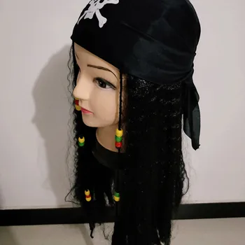 Unisex Karibų jūros Piratai Jack Sparrow Cosplay Peluca galvos Apdangalai Helovinas Piratų Kostiumai Purim Karnavalą Užmaskuotas šalis suknelė