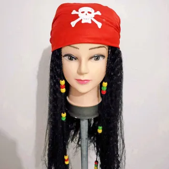 Unisex Karibų jūros Piratai Jack Sparrow Cosplay Peluca galvos Apdangalai Helovinas Piratų Kostiumai Purim Karnavalą Užmaskuotas šalis suknelė