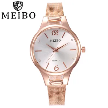 MEIBO Moterų Laikrodžiai reloj mujer Mados Rose gold Ponios Žiūrėti Moteris Nerūdijančio Plieno 2021 Atsitiktinis Laikrodis Relogio Feminino