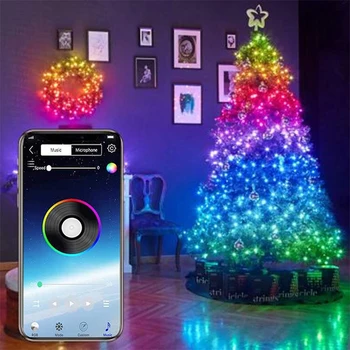 Aukštos Kokybės Kalėdų Medžio Apdaila Žibintai Užsakymą LED String Žibintai App Nuotolinio Valdymo Šviesos DOG88