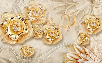 3D Užuolaidų Nuotrauka Tinkinti Dydis Nėrinių Golden Flower Diamond Užuolaidos, Miegamojo Užuolaidas Kambarį