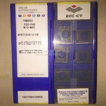 Originalus ZCC.CT Kukurūzų Frezavimo Cutter Kinija CNC Pramonės Ašmenys APKT150412-PM YBM253 Karbido Įdėklai APKT 150412 PM YBM253