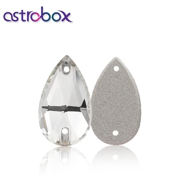 Astrobox Stiklo Kristalų Apdaila Butas Atgal Cirkonio Kristalų Lašo Formos Siūti Ant Akmens, Mezgimo Vestuvių Suknelė Drabužis