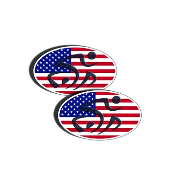 YJZT 2X 9.5 CM*5.5 CM Triatlonas Dviratį Amerikos vėliava Automobilių Lipdukas Atspindintis PVC Lipdukas 12-0623