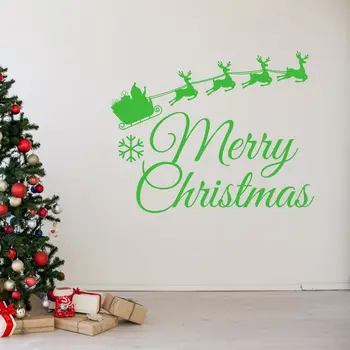 Linksmų Kalėdų Su Skraidymas Santa Sienos Lipdukas, Decal Kalėdų Lipdukas Namų Svetainės Sienos Meno Apdailos A0068396