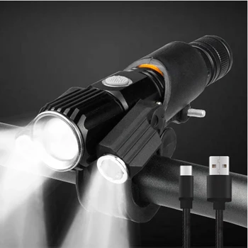 Dviračio šviesos 1000 Liumenų Žibintuvėlis USB Įkrovimo 18650 Baterija MTB Dviračių Priekinis Žibintas atsparus Vandeniui LED Šviesų Žibintų