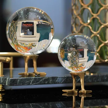 Kūrybos Mielas Gyvūnų Kojų Aukso Metalo Stendas Statula Namų Dekoro Amatų Kambarį Apdailos Objects Crystal Ball Figūrėlės para a casa