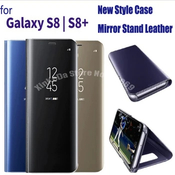 10piece Veidrodis Peržiūrėti flip Cover For Samsung Galaxy S8 plius Odos Veidrodis, Flip Case For Samsung Galaxy S7 Krašto S7 S8 stovėti turėtojas