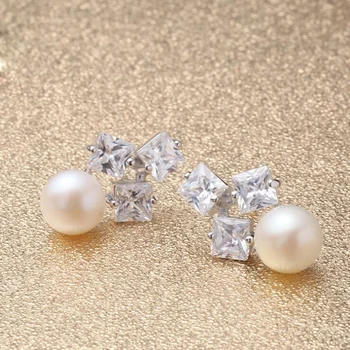 [MeiBaPJ]AAAA Cirkonis auskarai gėlavandenių perlų 925 sterlingas sidabro stud auskarai moterims skatinimo punktas aukštos kokybės auskarai