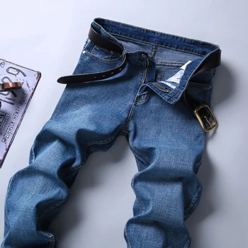 2020 m. pavasarį ir rudenį vyrų smart džinsai verslo mada tiesios kojos reguliariai mėlyna ruožas džinsinio audinio kelnės klasikiniai vyriški plius si