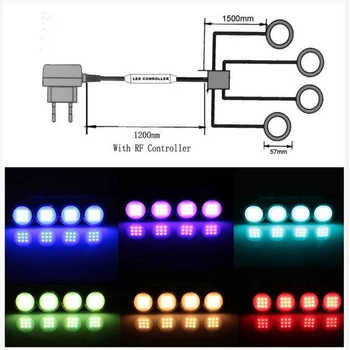 8 RGB LED Spalva Keičiasi Pagal Kabineto Puck Žibintai Rinkinys RF Nuotolinio Pritemdomi Namų Virtuvės Skaitiklis, Baldų Dekoravimas Apšvietimas