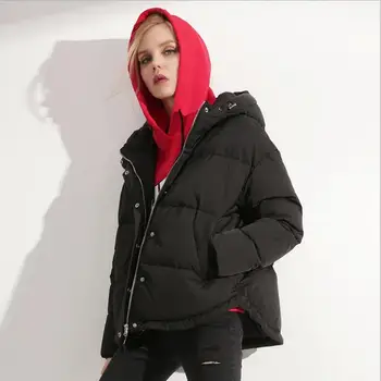 Žiemos naujas mados prekės ženklo balta antis žemyn striukė moteriška gobtuvu susiuvimo šiltas antis žemyn paltas su pūkų paltai wq411 dropship