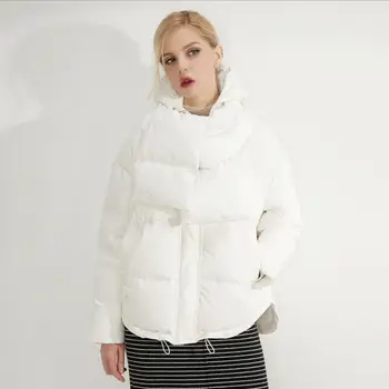 Žiemos naujas mados prekės ženklo balta antis žemyn striukė moteriška gobtuvu susiuvimo šiltas antis žemyn paltas su pūkų paltai wq411 dropship