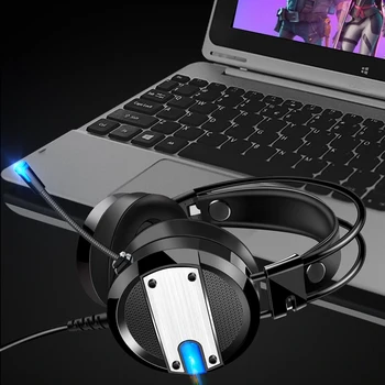 Laidinio Gamer Ausines Gilus Baritonas Žaidimų Ausinės su Mikrofonu LED Šviesos PC Nešiojamas Kompiuteris