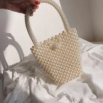 Asmenybės Mini Krepšys 2020 metų vasaros mados nauji aukštos kokybės Moterų Dizaineris Rankinės elegantiškas Pearl Nešti Petį Krepšys