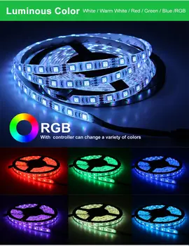 RGB 5050 Led Juostelės Muzikos Valdymo pultas 30Leds Juostelės Šviesos Juosta atspari Vandeniui RGB diodų LED Juostelės Muzikos IR Valdiklis + elektros Energijos Tiekimo