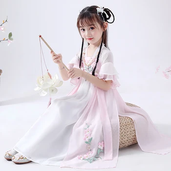 Hanfu Kostiumai Mergaičių Kinų Senovės Ir Tradicinių Drabužių Vaikams Kinijos Liaudies Šokio Spektaklis Suknelė Hanfu Kostiumai DQL565