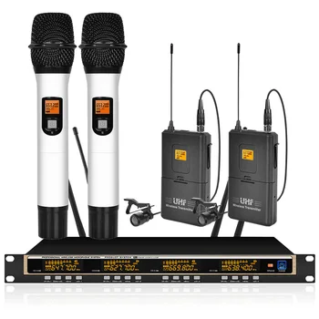 Profesionalių UHF Bevielio Mikrofono Sistema 2 Kišeniniai 2 Laval Įrašą Mikrofonas Bevielis Konferencinis Mikrofonas Etape Mokykla