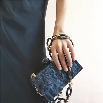 【įdomu lamar】juodo marmuro stiliaus akrilo lange grandinės sankabos krepšys lady vakaras