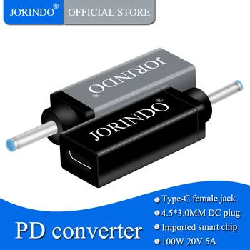 JORINDO HP notebook greito įkrovimo 100W galios keitiklis Tipas-C moterų lizdas DC4.5*3.0 MM su pin Prisitaikanti skaičiuoklė