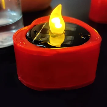 6pcs Įkraunamas LED Žvakės Vestuves Elektros Saulės Arbata Žibintai Lauko Kempingas baterijomis, Flameless Širdies Formos