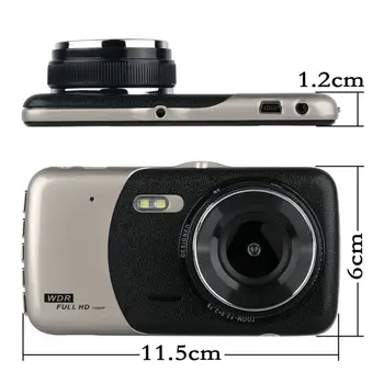 HD 4 Colių Dual Objektyvas 1080P Vaizdo Paslėptas Plataus Kampo Vairavimo Diktofonas Brūkšnys Cam Dual Lens Car DVR Kamera Paramos Atbulinės eigos