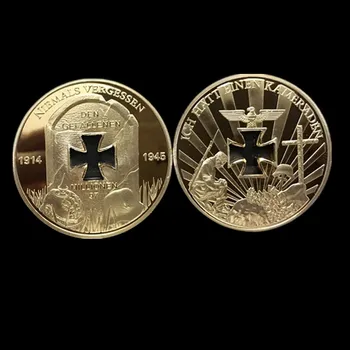 10 VNT pasaulinio karo atminties DEN GEFALLENEN 24K nekilnojamojo auksą, sidabrą, Tuščiaviduriai Kryžiaus metalo 40 mm, suvenyrų dekoravimas vokietija monetos