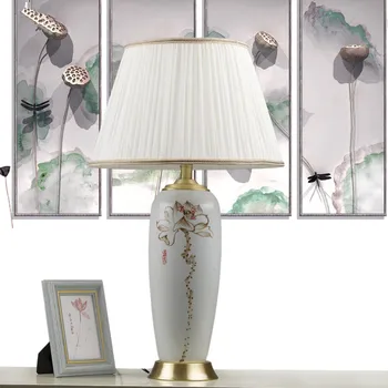 Meno Kinų porceliano, keramikos stalo lempa miegamojo kambarį vestuvių stalo lempa Jingdezhen derliaus lempa stalo lotus