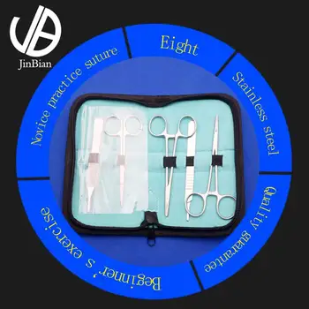 Chirurginės siuvimo praktika, Chirurginių instrumentų rinkiniai Medicinos mokymosi adatų laikiklis haemostatic pincetai siuvimo adata su