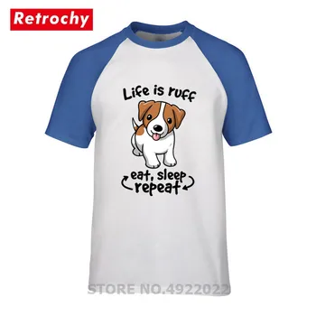 Mielas kūdikis šuo dizaino gyvenimas yra gaiduko tee marškinėliai Atsitiktinis vyrams trumpomis rankovėmis, medvilnės marškinėlius Juokingas naminių gyvūnėlių šuniuką, valgyti, miegoti, pakartokite t-shirt