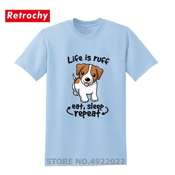 Mielas kūdikis šuo dizaino gyvenimas yra gaiduko tee marškinėliai Atsitiktinis vyrams trumpomis rankovėmis, medvilnės marškinėlius Juokingas naminių gyvūnėlių šuniuką, valgyti, miegoti, pakartokite t-shirt