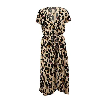 2019 Moterų leopardas spausdinti karštą vasaros midi suknelė Mados Derliaus trumpas rankovės Gilia V tvarstis juostinės Seksualus šalies vestidos Sundress