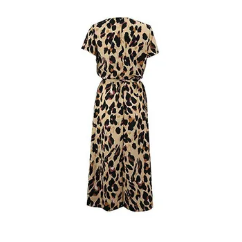 2019 Moterų leopardas spausdinti karštą vasaros midi suknelė Mados Derliaus trumpas rankovės Gilia V tvarstis juostinės Seksualus šalies vestidos Sundress