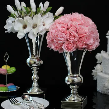 Sidabro padengtą vaza gėlėms geležies modernus Viešbutis Lentelė namų puošybai vaza ir aukščio vazos vestuves gėlių vaza HP026