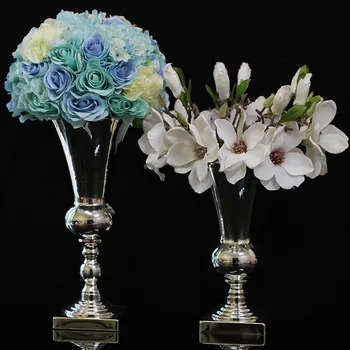 Sidabro padengtą vaza gėlėms geležies modernus Viešbutis Lentelė namų puošybai vaza ir aukščio vazos vestuves gėlių vaza HP026