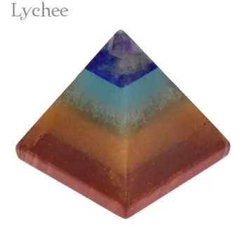 Ličiai Gyvenimo 1PC 7 Čakra Crystal Piramidės Energijos Miniatiūriniai Mini Dvasinės Terapijos Namų Dekoro Modelio Apdaila
