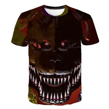 Penkios Naktys Freddys Marškinėliai Paauglių Black t-shirt Helovinas Siaubo marškinėliai FNAF Kostiumas Vaikų Trumpas Rankovėmis Berniukų Drabužiai