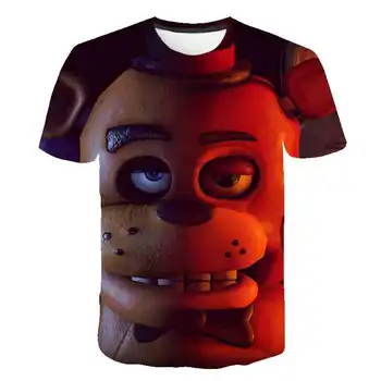 Penkios Naktys Freddys Marškinėliai Paauglių Black t-shirt Helovinas Siaubo marškinėliai FNAF Kostiumas Vaikų Trumpas Rankovėmis Berniukų Drabužiai