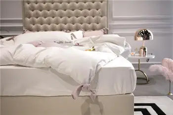 Egipto Medvilnės, Baltos, Rožinės spalvos Patalynės Komplektas Mergaitėms Bedsheets Antklode Padengti Įrengtas lapas J/7Pcs Karalienė King size Lova nustatyti ropa de cama